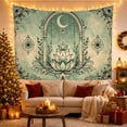 thumbnail image 3 of Layered Lotus and Crescent Moon Arch with Botanical Scrolls, Serene Vintage for Boho Decor Lovers, Botanical Wall Art, Housewarming Gift Tapestry Wall Hanging for Living Room and Bedroom, 3 of 7