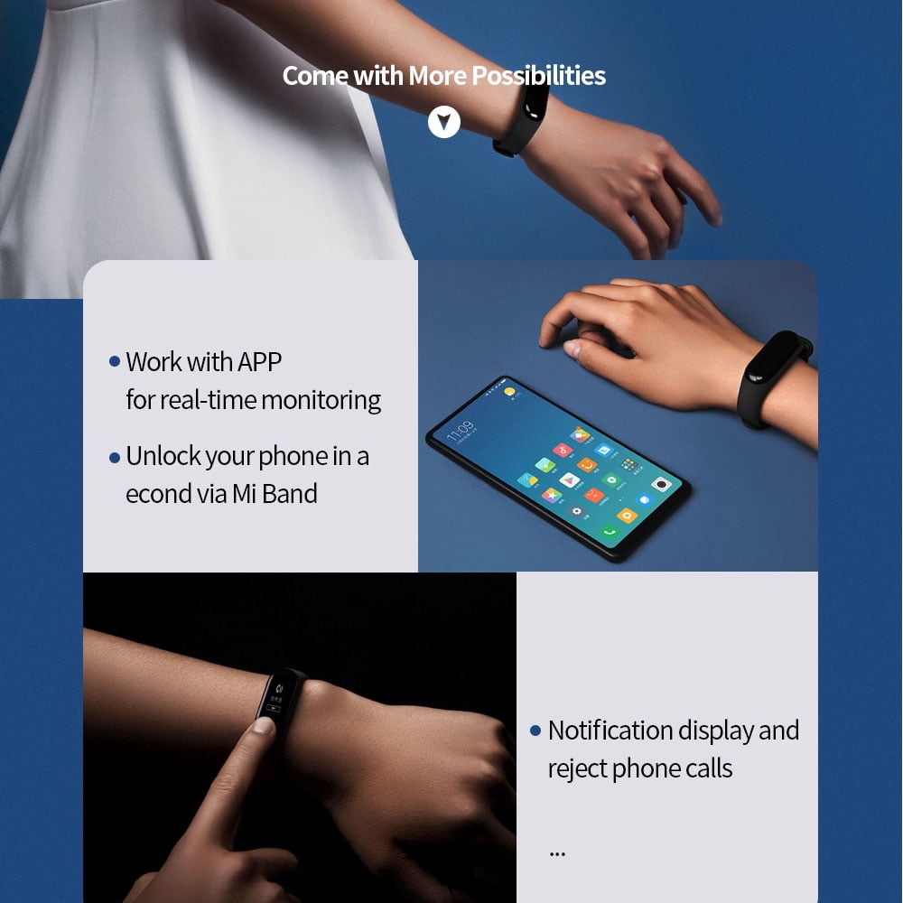 xiaomi mi band 3 smart bracelet steps count sleep monitor