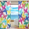 thumbnail image 2 of Splicing Pattern Colored Butterflies Semi Sheer Curtains Window Voile Drapes Panels Treatment-55X84in for Living Room Bedroom Kids Room, 2 of 3