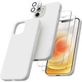 thumbnail image 1 of kmek7-Case for iPhone 12 and iPhone 12 Pro Case 6.1 inch, with 2 Screen Protectors + 2 Camera Lens Protectors, Liquid Silicone Gel Ruber Cover [Full Body] Shockproof Protective Phone Cover-White, 1 of 4