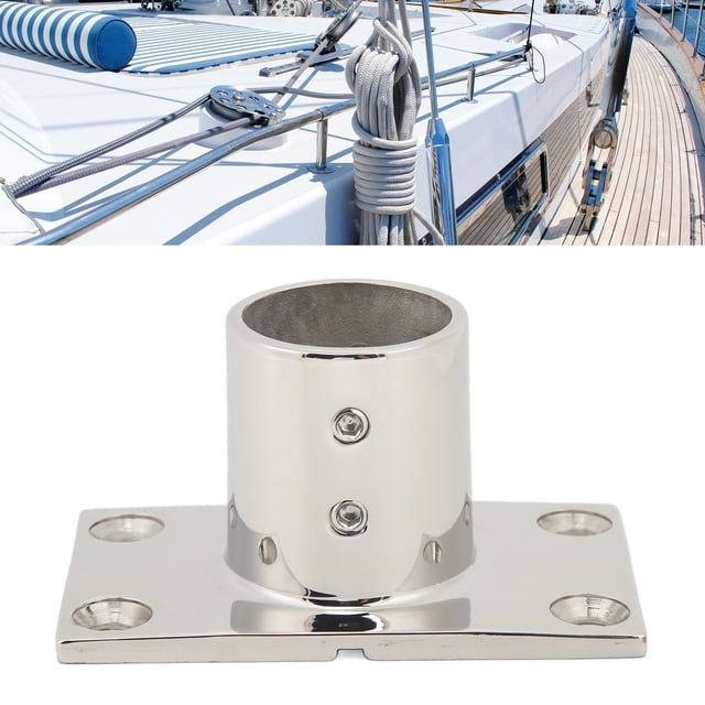 Boat Handrail Rectangular Base Silver 316 Stainless Steel Rugged Rustproof Deck Fittings for Marine Yacht and Hardware