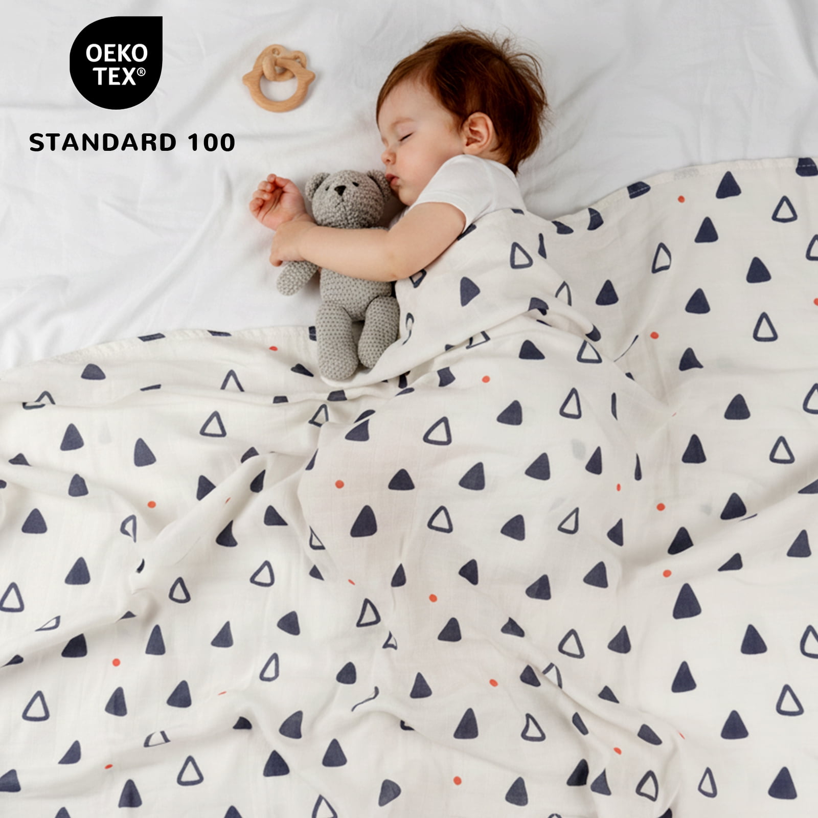 HECCEI Baby Muslin Swaddle Blankets 47" x 47", Unisex Bamboo Cotton Swaddle Blanket, Bubble Play