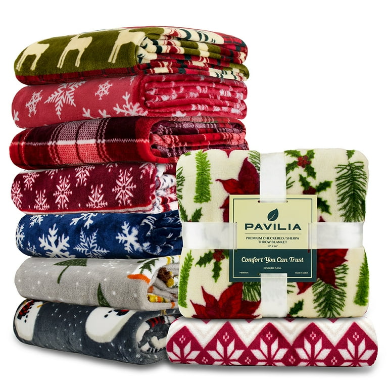 PAVILIA Christmas Throw Blanket, Holiday Christmas Red Fleece Blanket