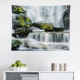 thumbnail image 1 of Waterfall Tapestry, Rain Forest in Vietnam Laos South Orange Trees Side of River Image Print, Fabric Wall Hanging Decor for Bedroom Living Room Dorm, 2 Sizes, Blue, by Ambesonne, 1 of 1