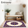 thumbnail image 3 of ODIKA 4'x6' Machine Washable Non-Slip Area Rug, Medallion Shag with Intricate Boho Floral Motifs High Traffic Rug with Pad, Blue, 614351, 3 of 8