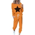 thumbnail image 1 of Pisexur Ensembles Deux Pièces pour Femmes Automne Tendance Imprimé Étoile Chandails en Molleton Col Rond Pantalons Jogger Survêtements Femmes Tenue Décontractée Surdimensionnée Tenues de Voyage Vacances pour Femmes, 1 of 4