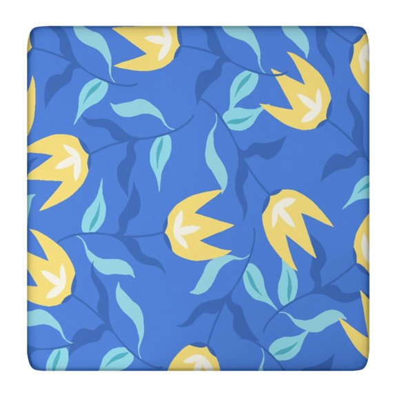 Square Tablecloth with Elastic Edges 36 * 36 Inch Waterproof Yellow Tulip Table Cover Washable Indoor and Outdoor for Party Kitchen Dinner Banquet Patio Picnic