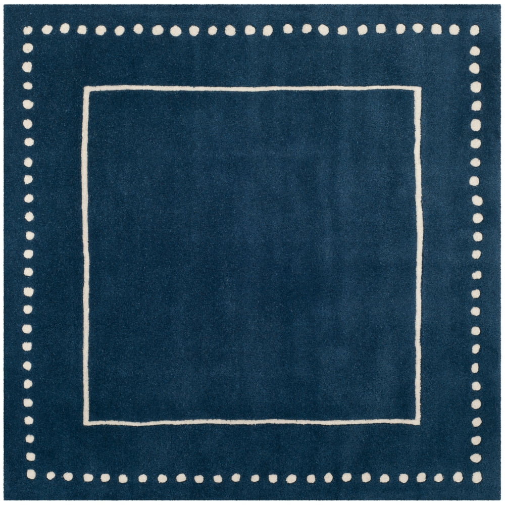 Safavieh Handmade Bella Alverta Dotted Border Wool Rug Navy Blue/Ivory 7' x 7' Square 8' Square