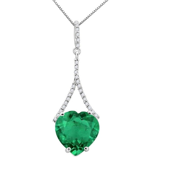 Mauli Jewels Engagement Necklace for Women 4.80 Carat Beautiful Diamond And Heart Shape Gemstone Pendant 4 prongs 10K White Gold With 18'' Chain|Silver Chain