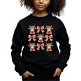 thumbnail image 4 of Christmas Cows and Plaid Holiday Bows Sweatshirt for Women Teens and Girls Black Sweatshirt 3T, 4 of 5