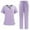 A006-Light Purple, variant on BDPORKAS Scrubs for Women Set Casual Nursing Uniform Scrub Set Short-Sleeved V-Neck Solid Color 2 Pieces Working Outfits with Pocket