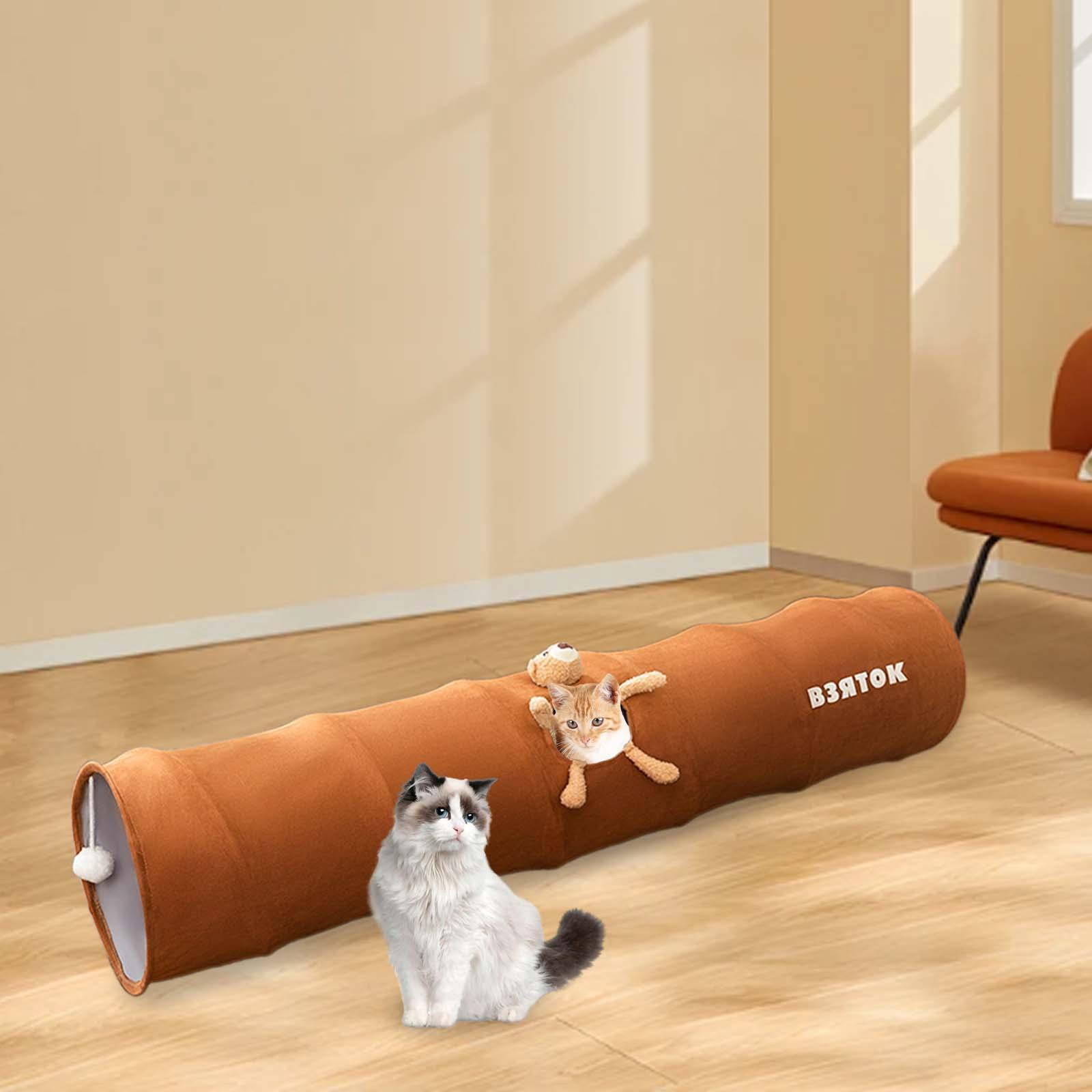 Bvdfgk Cat Tunnel Interactive Toy Length 47.24" Lightweight Cat Tunnel Tube Pet Toy for Brown