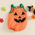 thumbnail image 3 of Baby Sweetie Toddler Baby Boy Girl Halloween Outfit Sleeveless Pumpkin Print Romper Bodysuit Pumpkin Clothes, 3 of 8