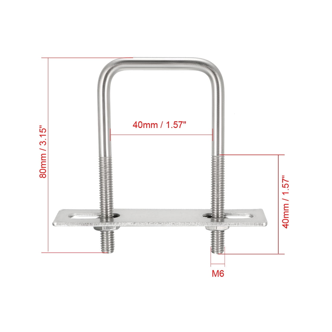 Unique Bargains 304 U-Bolts with Nuts and Secure Fastening M6 D 1.57" W x 3.15" L