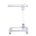 thumbnail image 3 of Chrome Glass End Table with C-Shape Metal Base, Mobile Acrylic Side Table on Lockable Casters for Living Room, Bedroom, Office, 3 of 10