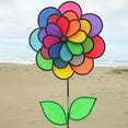 thumbnail image 3 of In the Breeze 2797 — Triple Wheel Flower with Leaves — Ground Stake Included — Colorful Wind Spinner for your Yard or Garden, 3 of 5