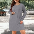 thumbnail image 7 of Pajamas Nightdress for Women Plus Size Pullover Nightgown Fashion Long Sleeve Sleepwear Dress, 7 of 7