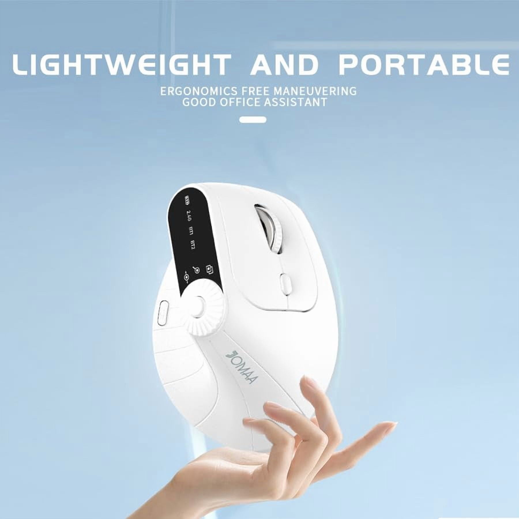 Jomaa Vertical Mouse Rechargeable Bluetooth 2.4G Wireless Mouse With Multi-fucntion Adjustment Knob, Zoom in/out, Windows Switch, Horizontal Pull Bar