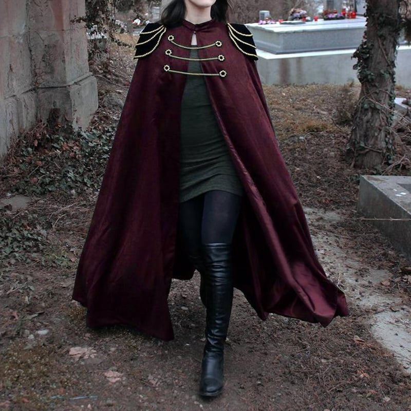 Women Vintage Medieval Velvet Cloak 