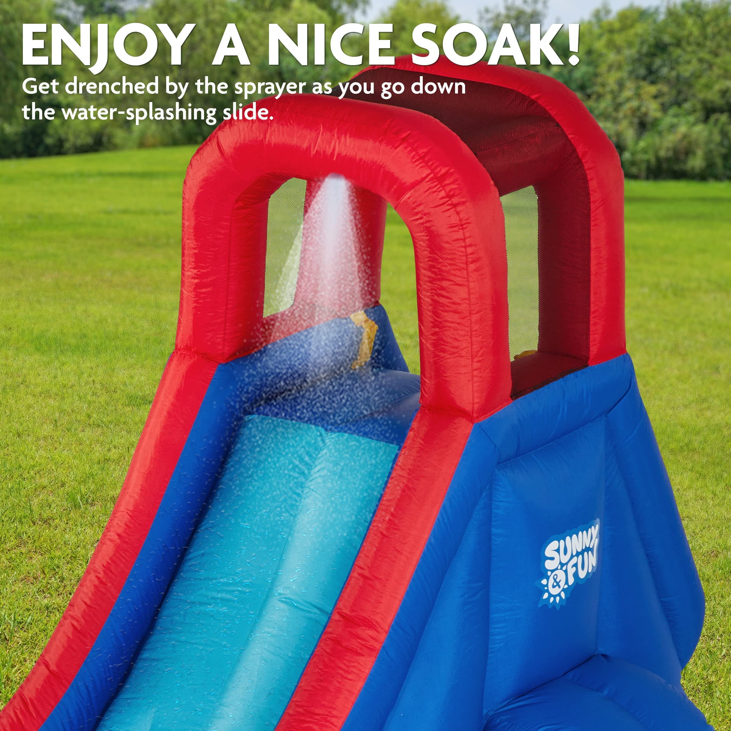 Sunny & Fun Inflatable Water Slide & Blow up Pool, Kids Water Park for Backyard