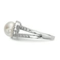 thumbnail image 3 of Sterling Silver Rhodium-plated 7-8mm White Button Freshwater Cultured Pearl and CZ Ring QR6543, 3 of 5