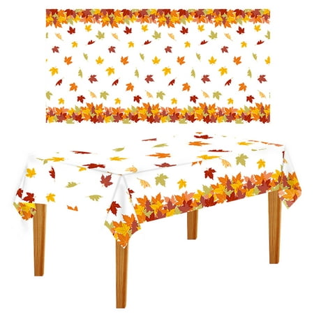 Clearance! EQWLJWE Fall Leaf Tablecloth Maple Leaf Tablecloth Autumn Plastic Table Cover for Thanksgiving Party Autumn Harvest Fall Party Decorations 4.5x 9 FT