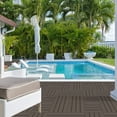 thumbnail image 2 of Plastic Interlocking Deck Tiles, 36 Pack Balcony Flooring, 12"x12" Waterproof Outdoor Flooring All Weather Use, Patio Floor Decking Tiles for Porch Poolside Backyard Concrete, Dark Coffee, 2 of 14
