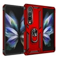 thumbnail image 2 of Mantto Cover for Samsung Galaxy Z Fold 3, Military Grade Drop Impact 360 Metal Rotating Ring Kickstand Holder Built-in Magnetic Car Mount Armor Case for Samsung Galaxy Z Fold 3 5G, Red, 2 of 4