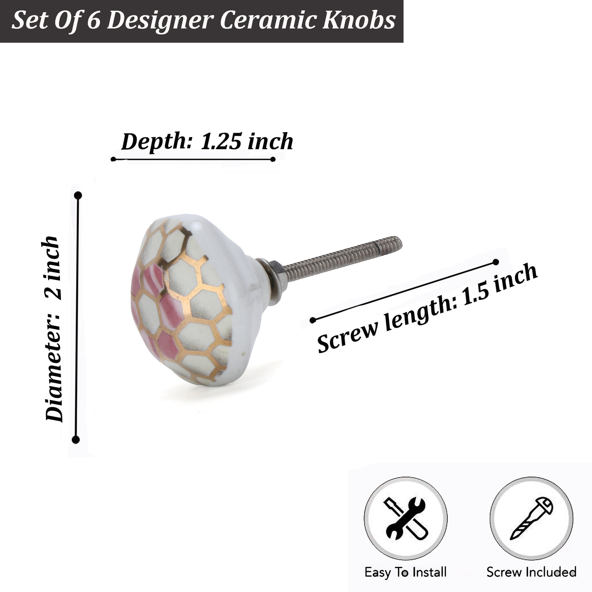 Set Of Six Hollyhock Pink Cabinet Knobs by Perilla Home