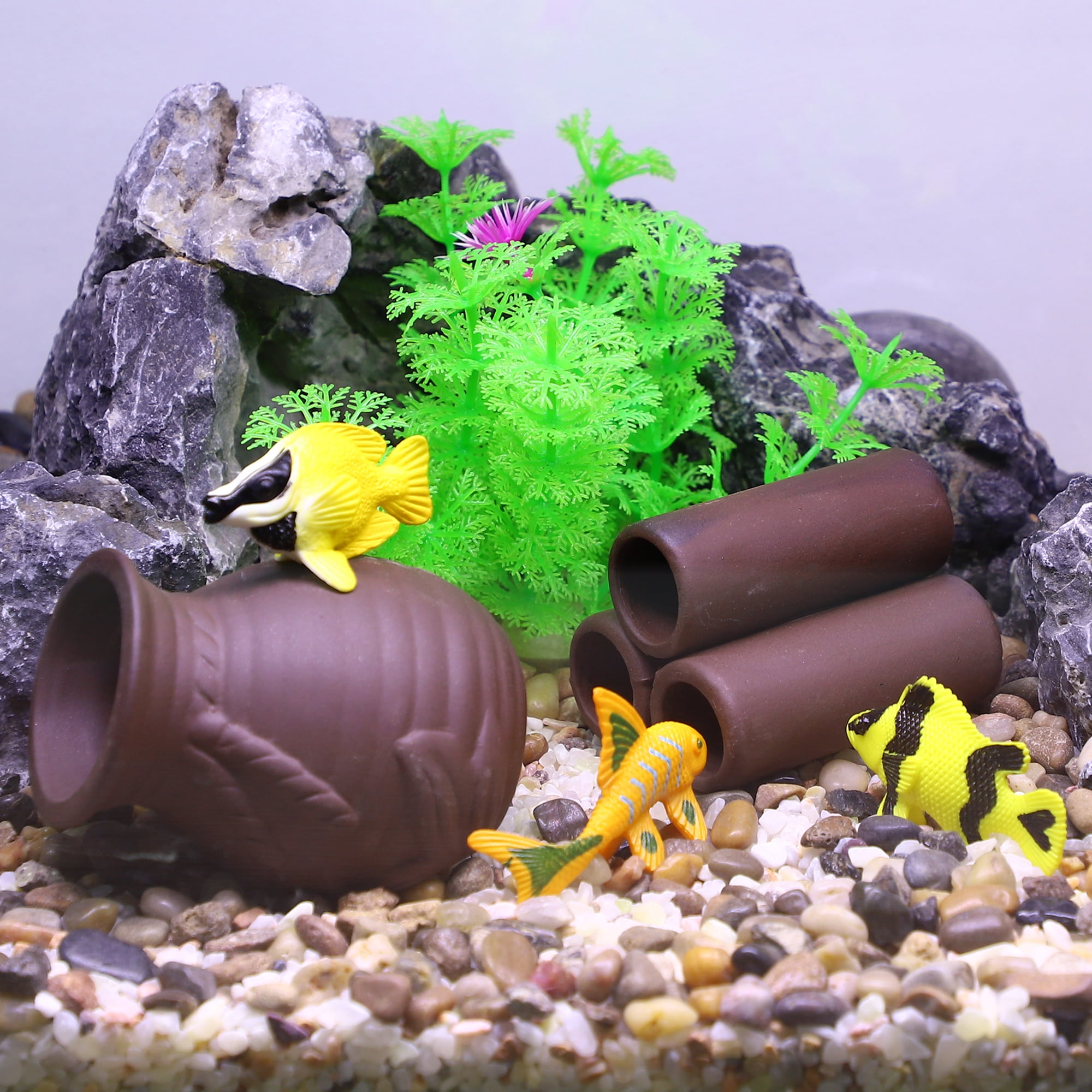 Unique Bargains 3.15x2.76x2.56inch Aquarium Hideaway Rock Cave Resin Fish Tank Decor Brown