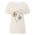 thumbnail image 4 of WEIWEN Womens T-Shirts V Neck Short Sleeve Dandelion Printed Loose Fitted Summer Tees Casual Tshirts Shirts for Women Basic Tops (Beige, Size XXL), 4 of 4