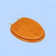 thumbnail image 2 of Renovator's Supply Light Oak Brass Hinge Elongated Toilet Seat in Wood, 2 of 7