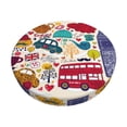 thumbnail image 2 of Round Bar Stool Seat Covers, London Symbols Elastic Round Chair Cover Stool Seat Slipcover Bar Stool Cushions Round Pad for 12-14 inch, 2 of 7