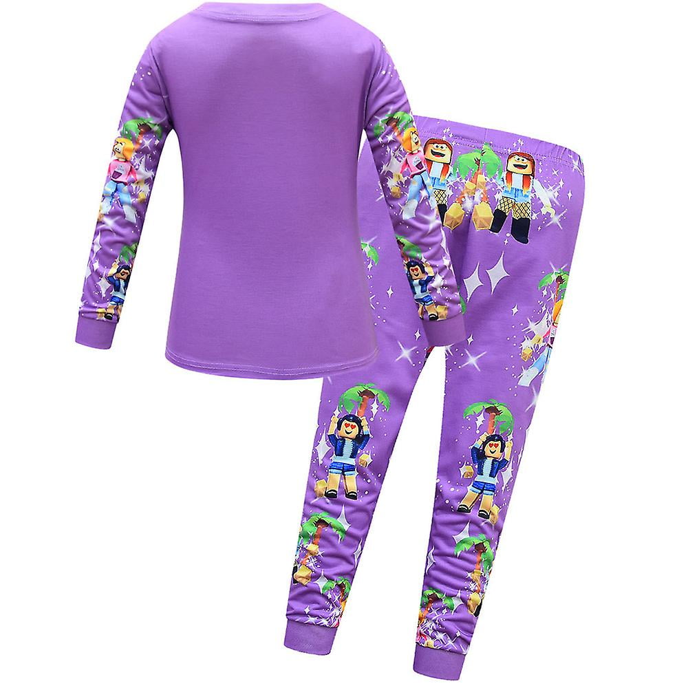 Kids Girls Roblox Printed Crew Neck Long Sleeve Top Pants Casual Suit Set Pajamas Sleepwear Walmart