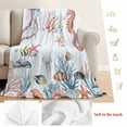 thumbnail image 5 of Seahorse Coastal Blanket Soft Cozy Warm Twin Blanket for Bed, Plush Fuzzy Flannel Fleece Blankets for Sofa, Summer Beach Ocean Shell Jellyfish Starfish Throw Blankets for Couch Gifts, 60"x80", 5 of 9