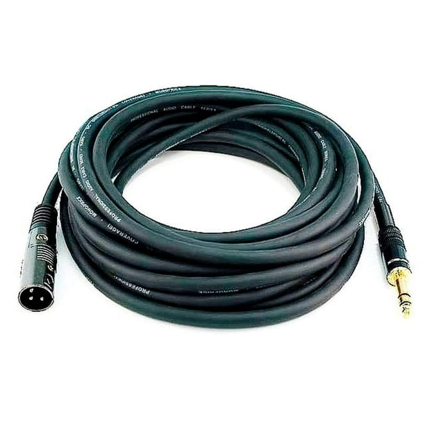 Cable de Audio XLR Monoprice Premier Series Negro 25 Pies 16 AWG Macho a Macho para Dispositivos de