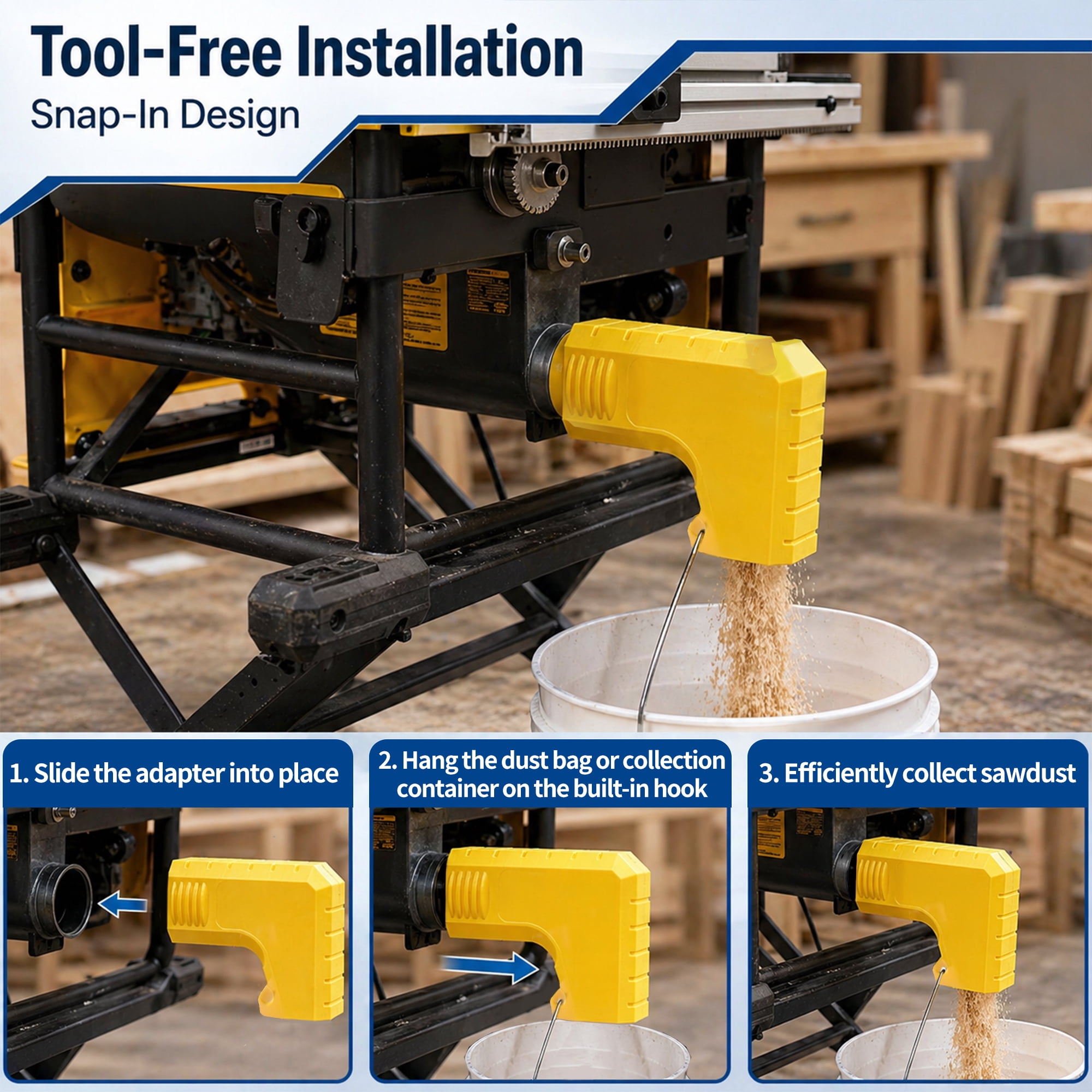 HI-REEKE Table Saw Dust Collector Adapter for D'ewalt Gravity Powered Dust Collection Attachment 2.5 Inch