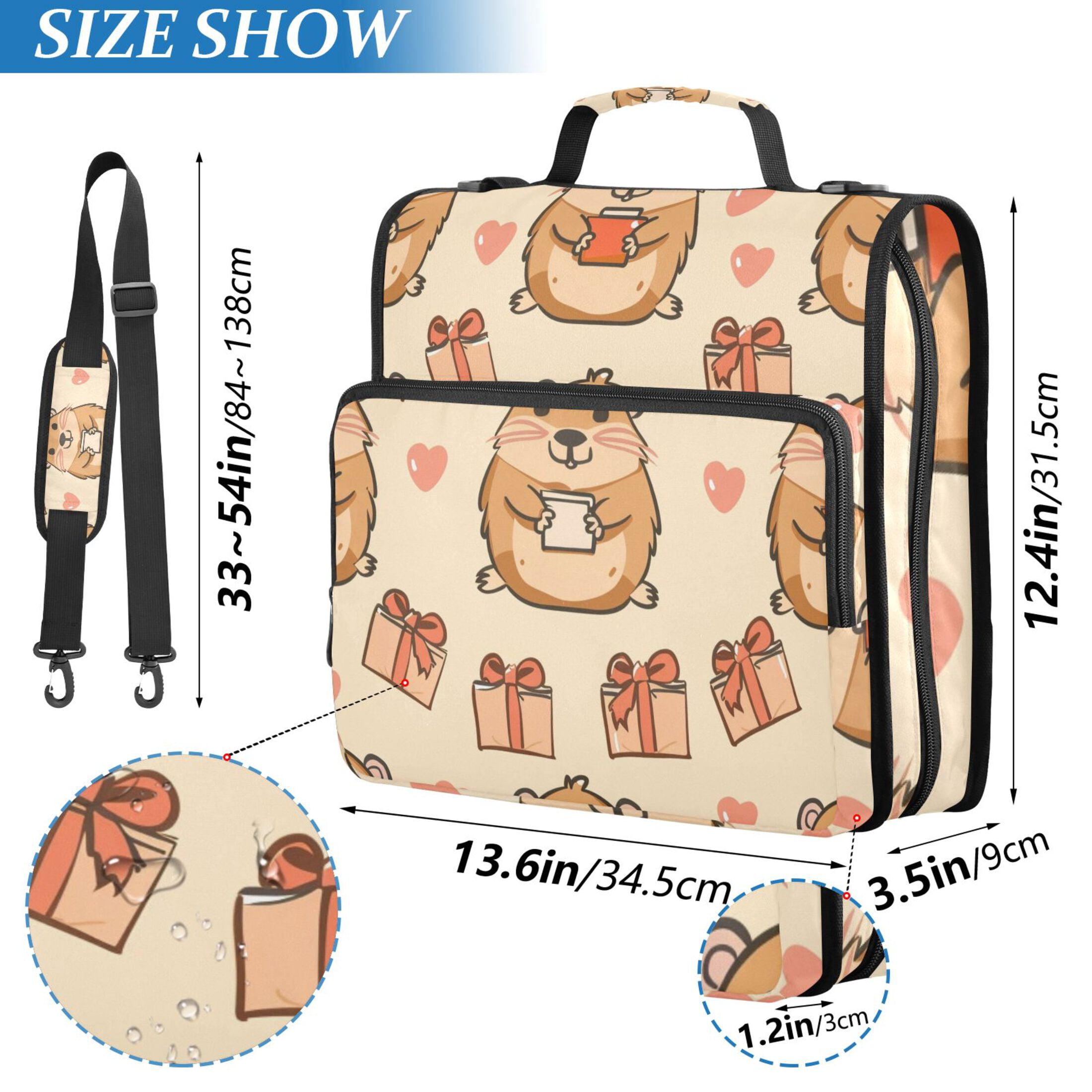 3 Ring Zipper Binder with Shoulder Strap Waterproof Trapper Keeper 2 Inch D-Ring 500 Sheets Capacity Capybara Holding Gift