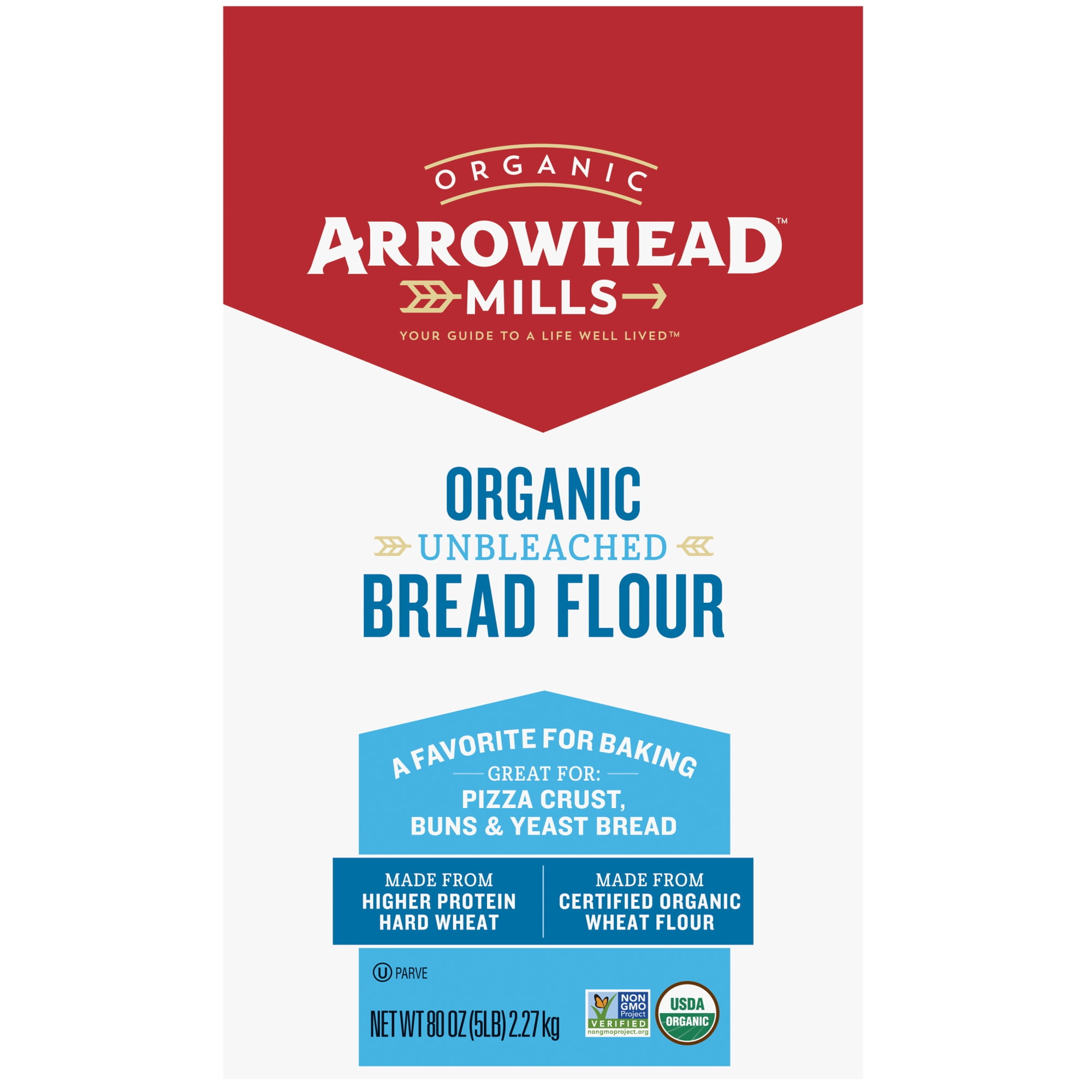 Arrowhead Mills Organic Unbleached Bread Flour, 5 lb Bag