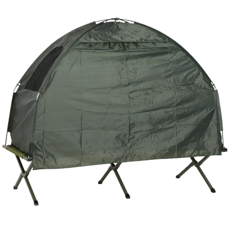 Outsunny 1 Person Compact Pop Up Portable Folding Outdoor Elevated Camping Cot Tent Combo Set