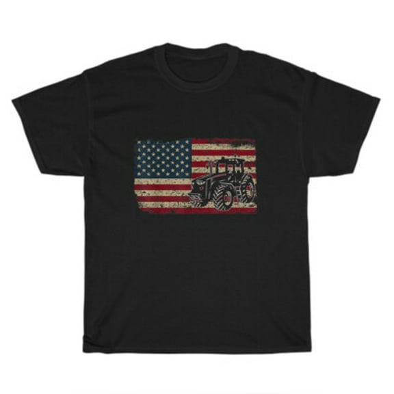 Velto Farm Tractors American USA Flag Patriotic Farming Farmer T-Shirt Unisex Tee Gift All Size S-5XL