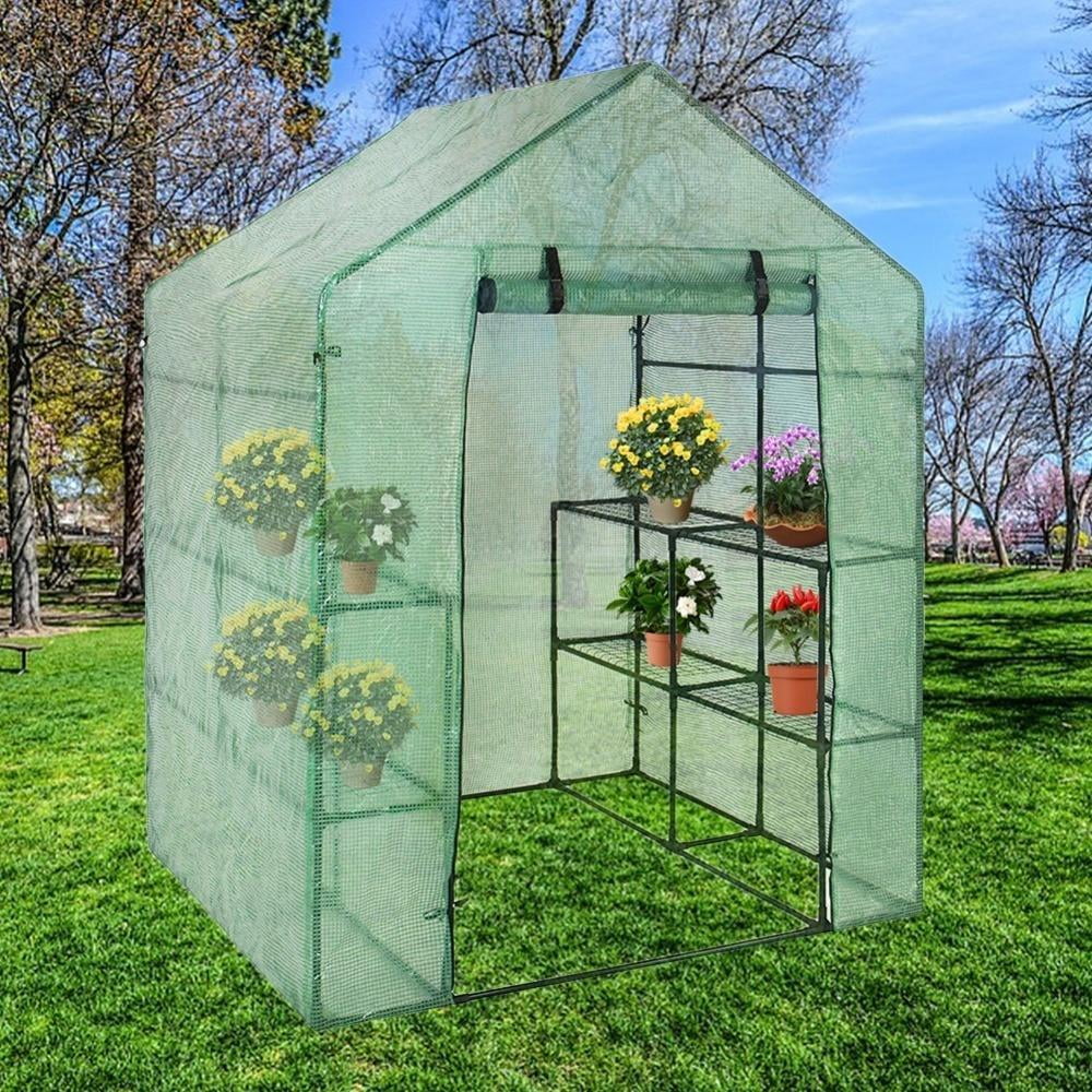 Expert Gardener Walk-in Greenhouse ,4x4Ft, PE Green Cover,8 Shelf