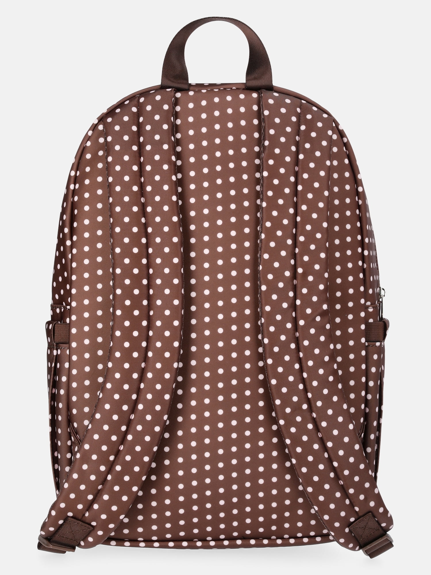 Weekend Academy Girl's Dome Backpack with Pouch, Brown/Pink Polka Dot