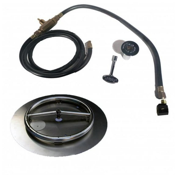 HearthDistribution FPK-OBRSS-18RN 18 inch SS Fire Pit Ring Burner Kit with Pan NG Connection Kit