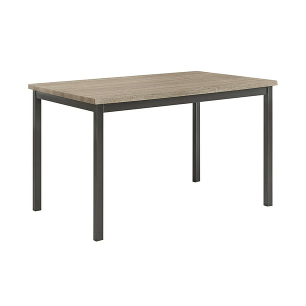Contemporary Metal Dining Table With Wooden Top Gray Black Com Contemporary Metal Dining Table With, Galvanized Dining Table Top
