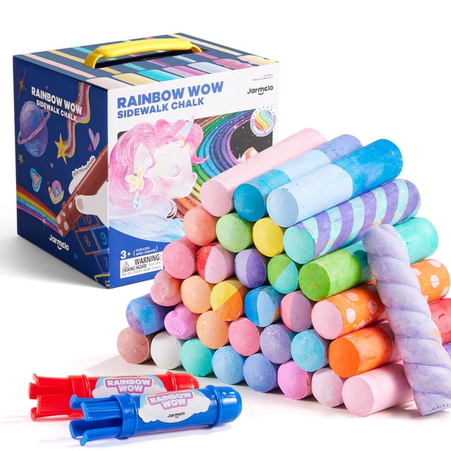 Juego de tizas para aceras Jar Melo, 38 unidades, lavables y no tóxicas para niños