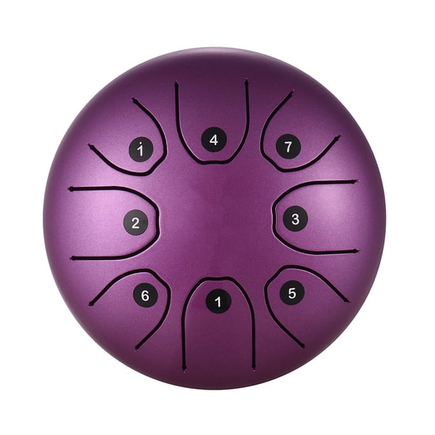 Tambor de Lengüeta de Acero MINI 5.5" en Tono C Natural, 8 Notas, Ideal para Educación Musical Infantil, Incluye Baquetas y Bolsa de Transporte, Color Morado Brillante, Material de Aleación de Alta