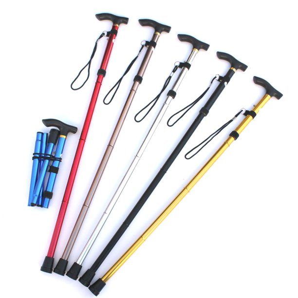 Folding Cane for Elderly Portable Hand Walking Stick Nonslip 4 Section Adjustable Canes for