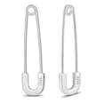 thumbnail image 2 of 1 pair SHEGRACE Rhodium Plated 925 Sterling Silver Hoop Earrings with 925 Stamp Safety Pin Shape Platinum 30x8mm, 2 of 6
