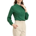 thumbnail image 4 of Allegra K Women's Button up Career Peter Pan Collar Long Bishop Sleeve Shirt, 4 of 6